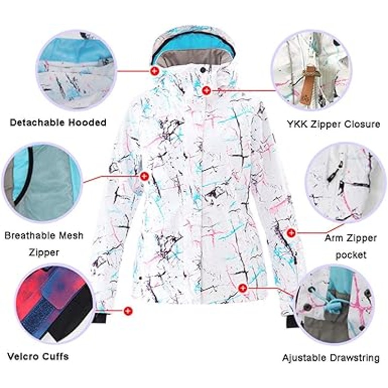 Women's Ski Jackets and Pants Set Windproof Waterproof Insulated Snowsuit