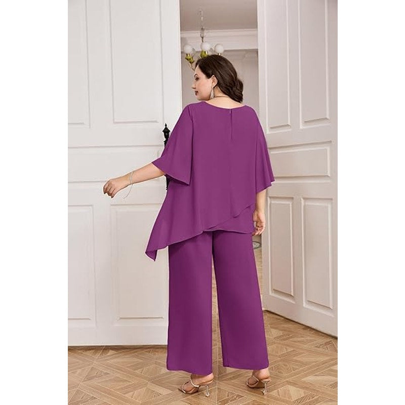 Hanna Nikole Mother of The Bride Dresses for Wedding Plus Size Pant Suit 3/4 Sleeve Formal