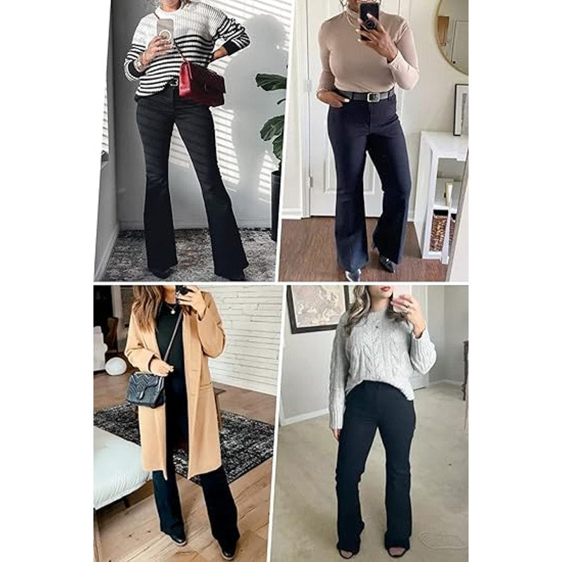 KDF Women's Black Bell Bottom Jeans for Women High Waisted Flare Bootcut Stretch