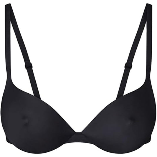 REORIA Women's Plunge Padded Nipple Push Up Bras Comfortable Smoothing Lightweight Support