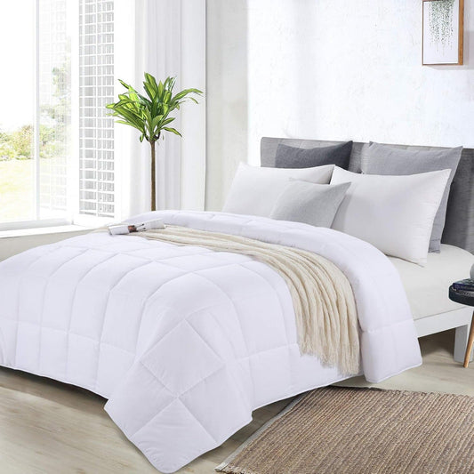 HOMBYS Oversized King Comforter 120x98, Lightweight Quilted Down Alternative Duvet Insert for All Season,White,8 Corner Tabs