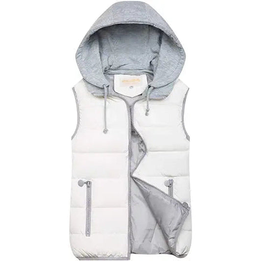 Gihuo Women's Puffer Vest Zip Up Quilted Padded Winter Sleeveless Hooded Vest Gilet Warm J
