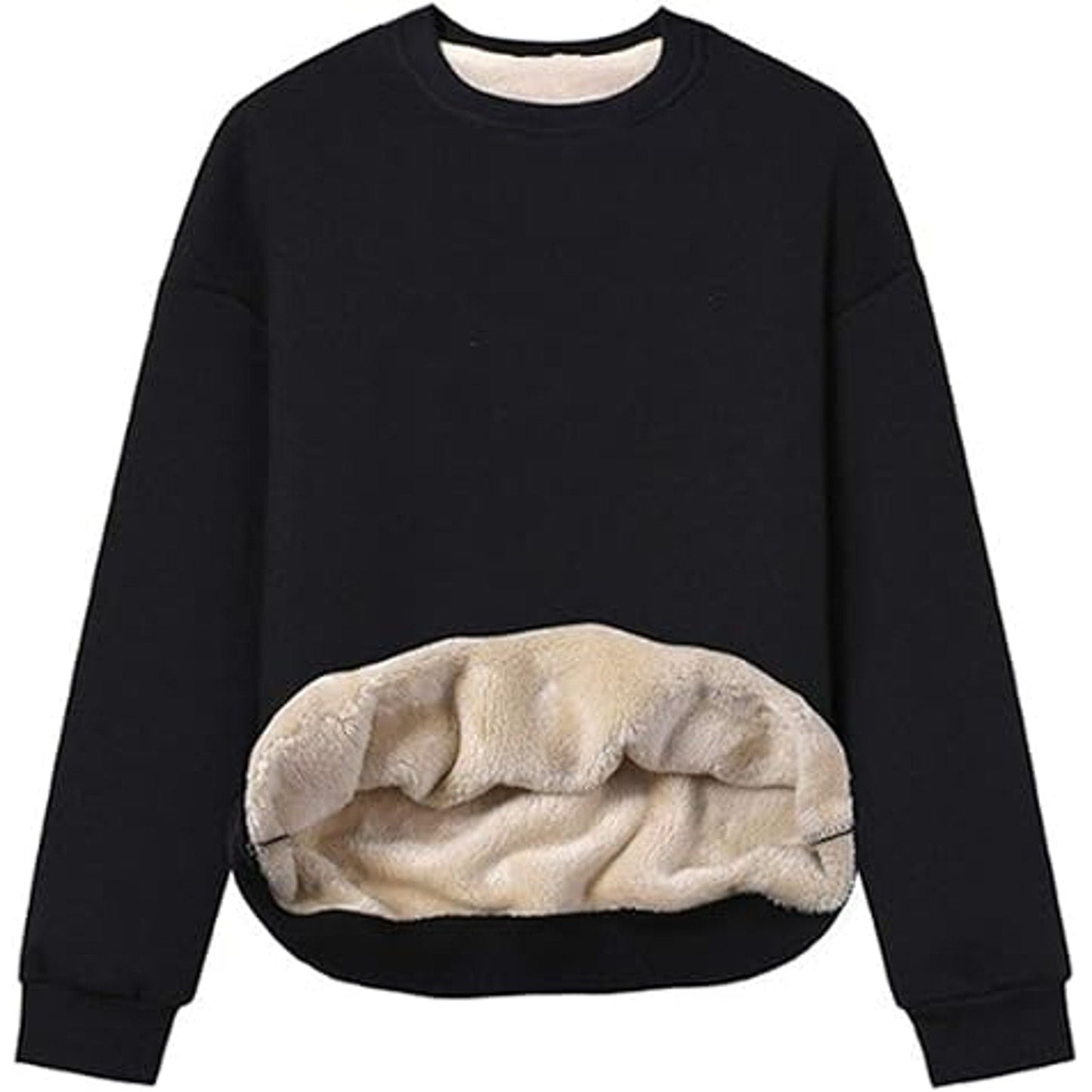 Gihuo Women's Winter Fleece Sherpa Lined Sweatshirt Crewneck Pullover Warm Heavyweight Lon
