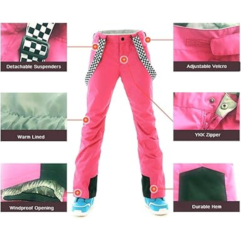 Women's Ski Jackets and Pants Set Windproof Waterproof Insulated Snowsuit