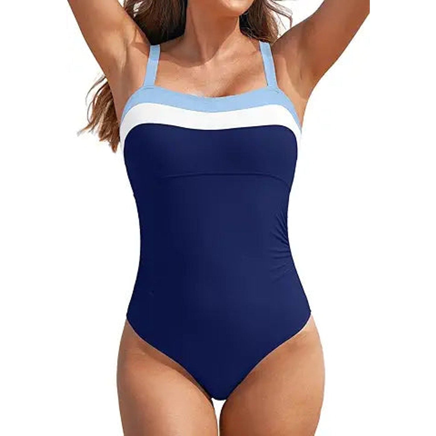 Aleumdr Womens Swimsuits One Piece Swimsuit Athletic Color Block Tummy Control Bathing Sui