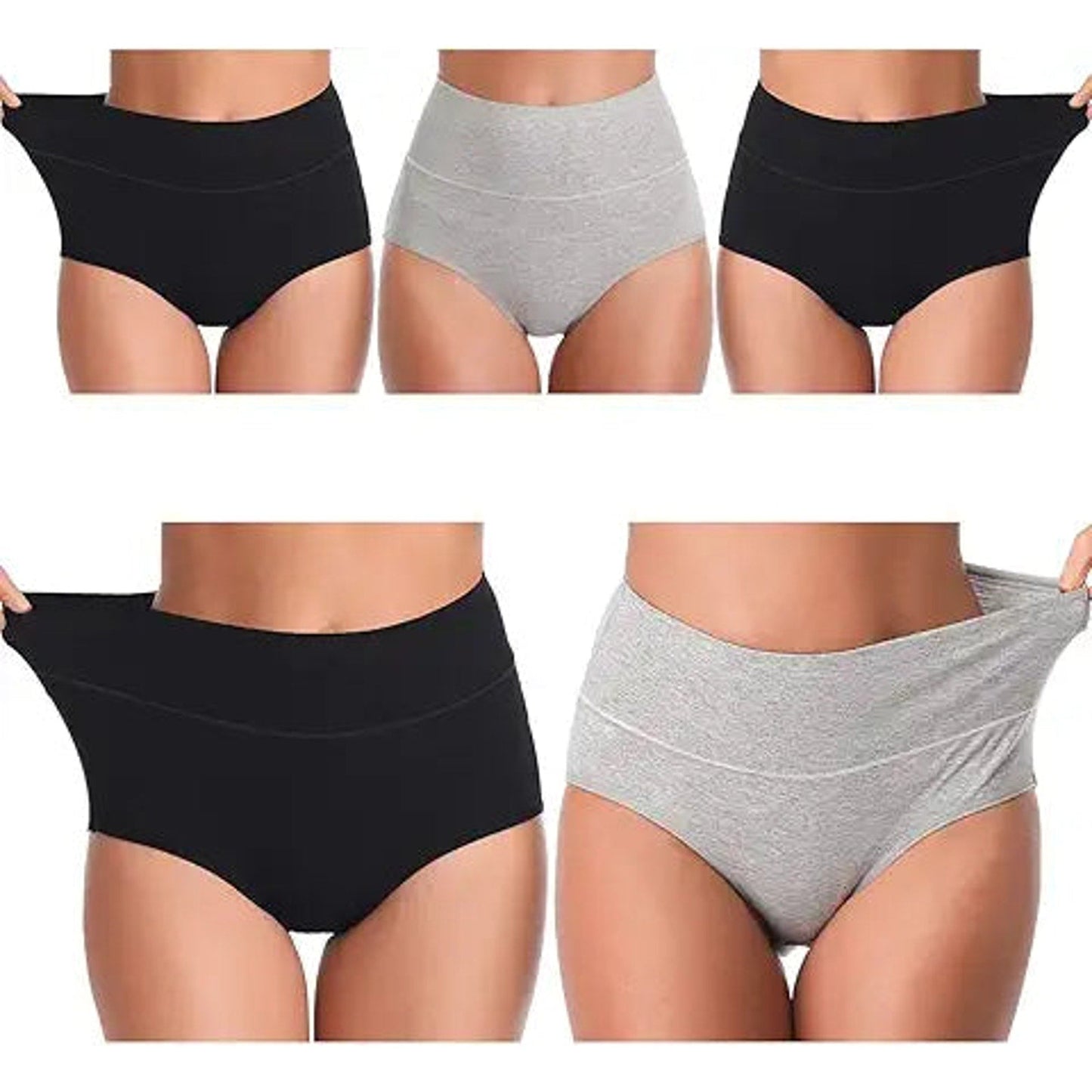 UMMISS Womens Panties, Soft Cotton Solid High Waist Tummy Control Breathable Underwear Bri