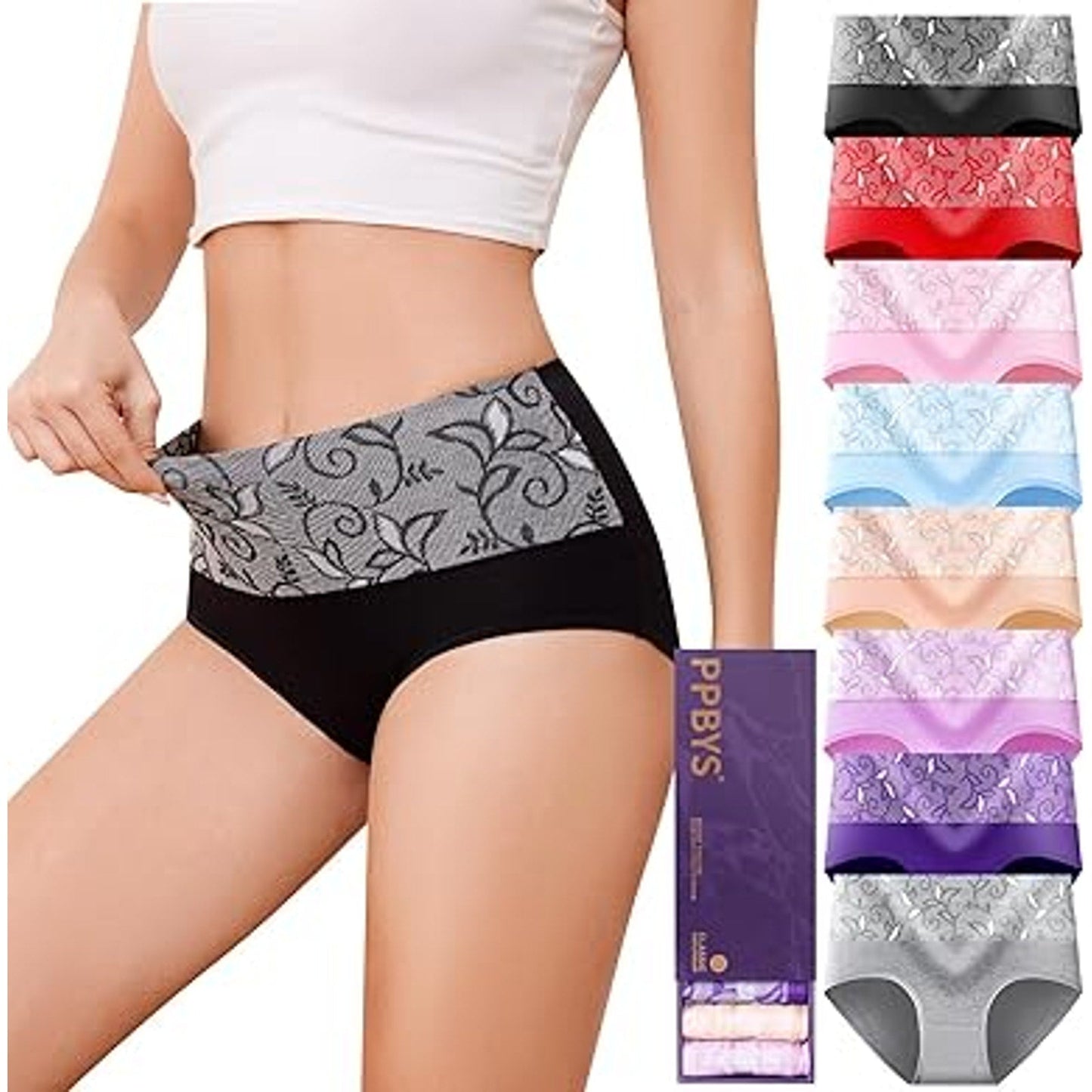 PPBYS Womens High Waisted Tummy Control Underwear C Section Underwear Soft Cotton Panties