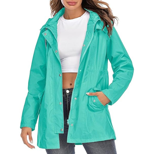 Kikibell Lightweight Raincoat for Women with Hood Windbreake