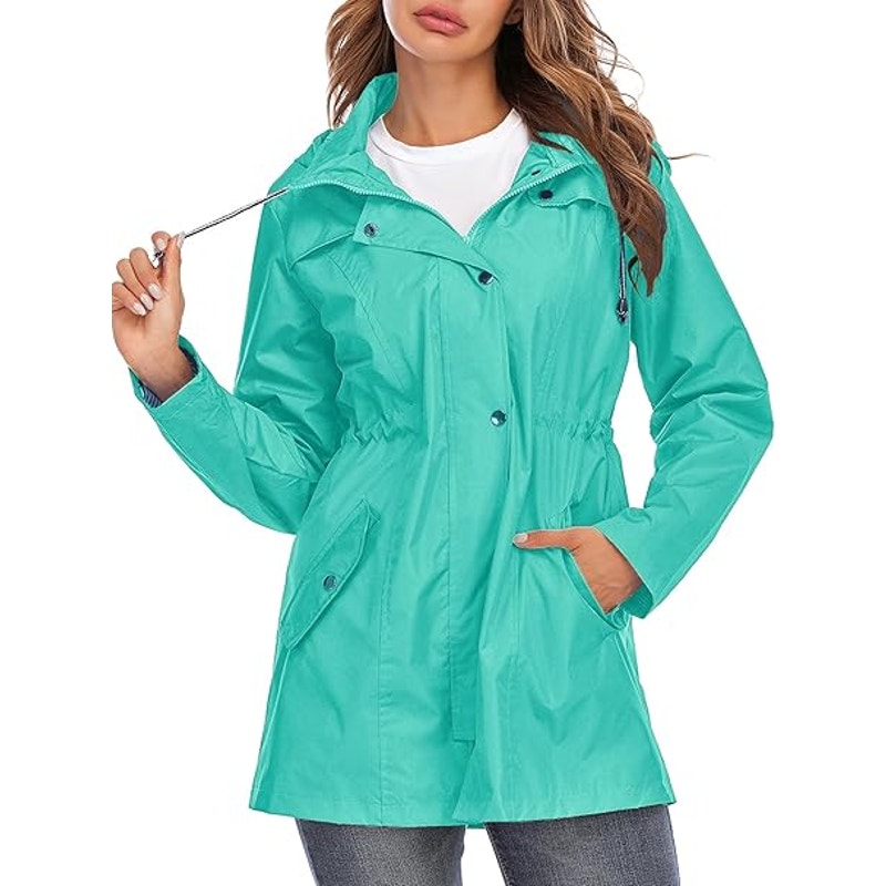 Kikibell Lightweight Raincoat for Women with Hood Windbreake