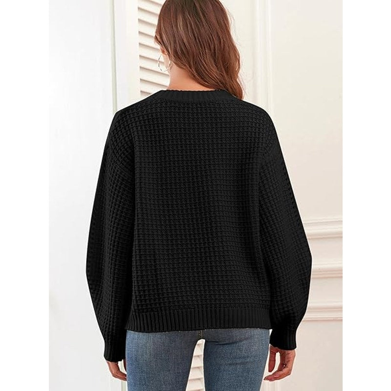 Womens Sweater Cable Knit Oversized Sweaters Crewneck Long Sleeves Casual Knit Pullo