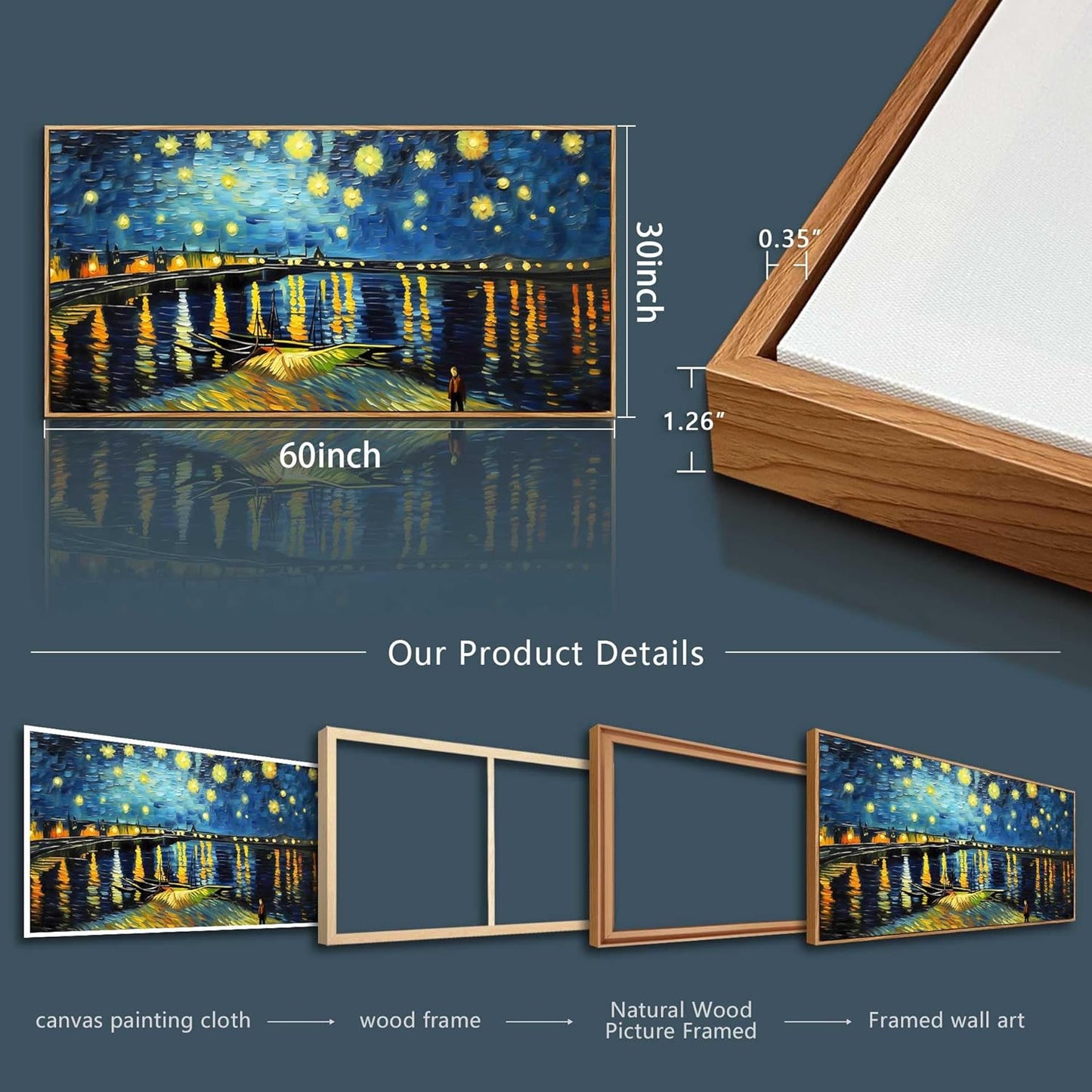 hyidecorart Large Size Canvas Wall Decor For Office Wood Framed Wall Art