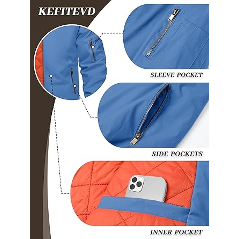 KEFITEVD Military Jackets for Men Lightweight Quilted Bomber Jacket Windproof Casual Jacke