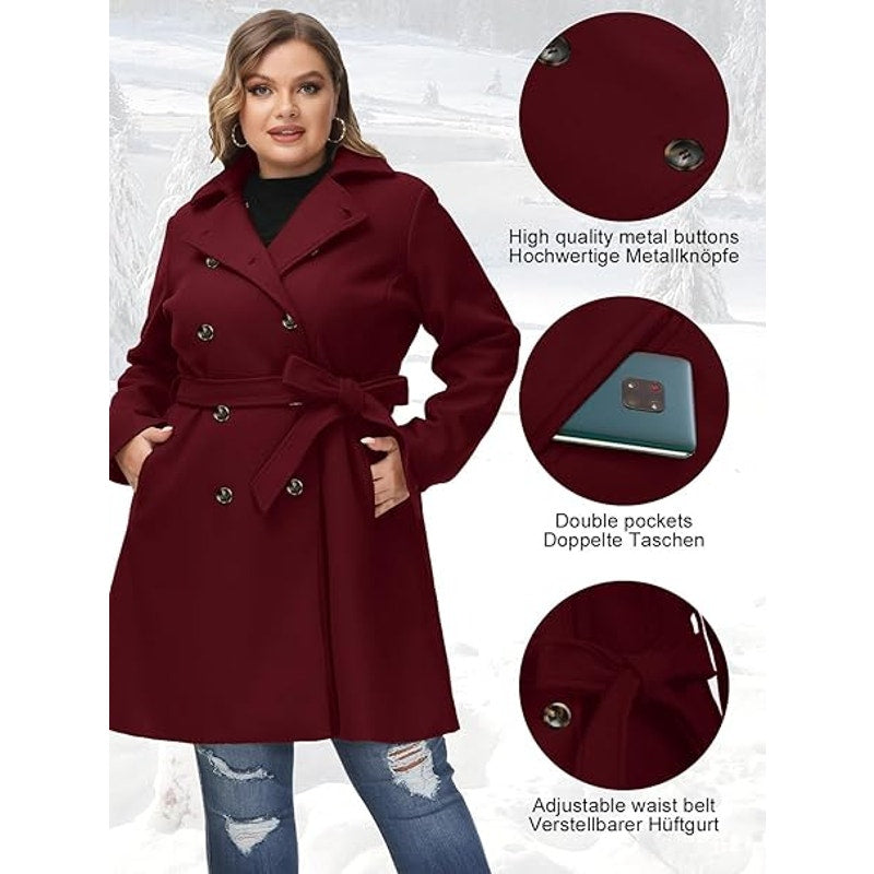 Hanna Nikole Women Plus Size Notch Lapel Double Breasted
