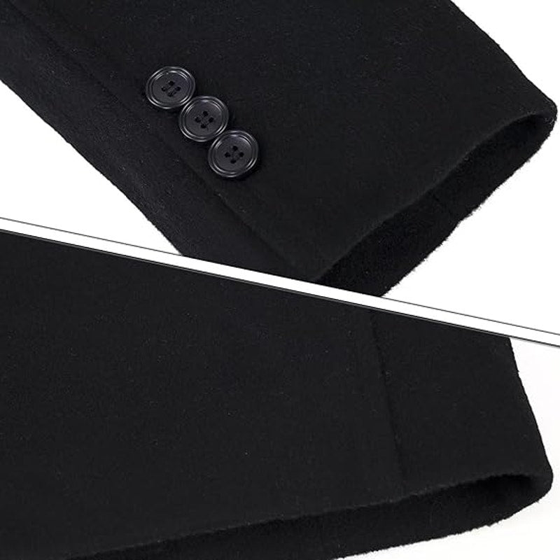 ELETOP Men's Wool Coat Winter Long Trench Coat Classic