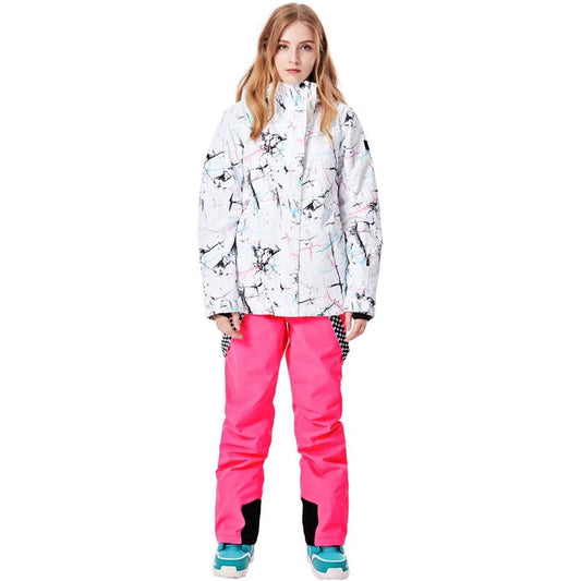 Women's Ski Jackets and Pants Set Windproof Waterproof Insulated Snowsuit
