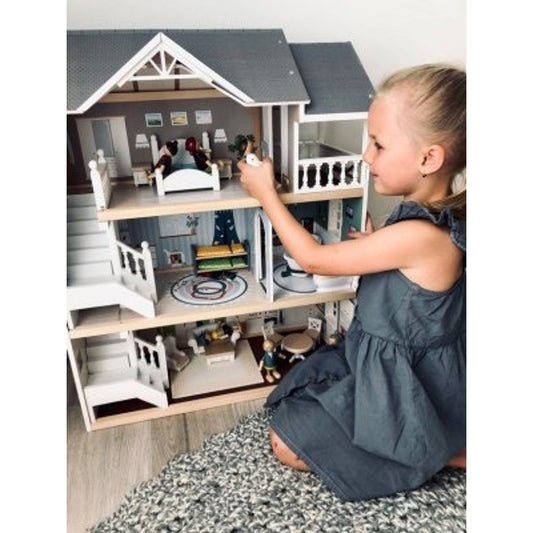 Small Foot Wooden Toys Urban Villa Doll House Playset Collection Designed for Children Ages 3+ Years, Gray