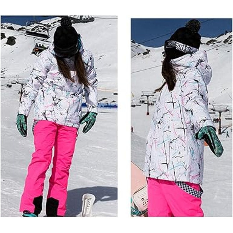 Women's Ski Jackets and Pants Set Windproof Waterproof Insulated Snowsuit