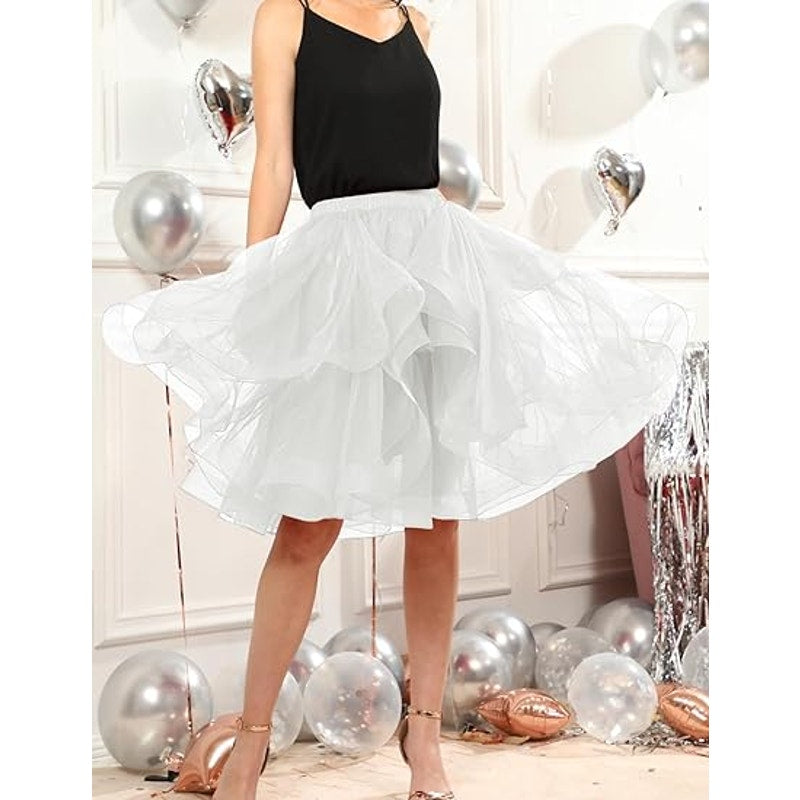 DRESSTELLS Tulle Skirts for Women, A Line Elastic Waist