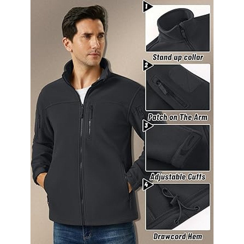 KEFITEVD Mens Fleece Jacket Winter Jackets Warm Jackets Military Jackets Fleece Jackets Ta