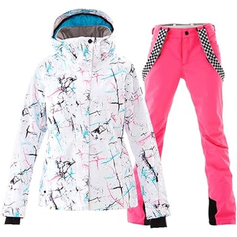 Women's Ski Jackets and Pants Set Windproof Waterproof Insulated Snowsuit