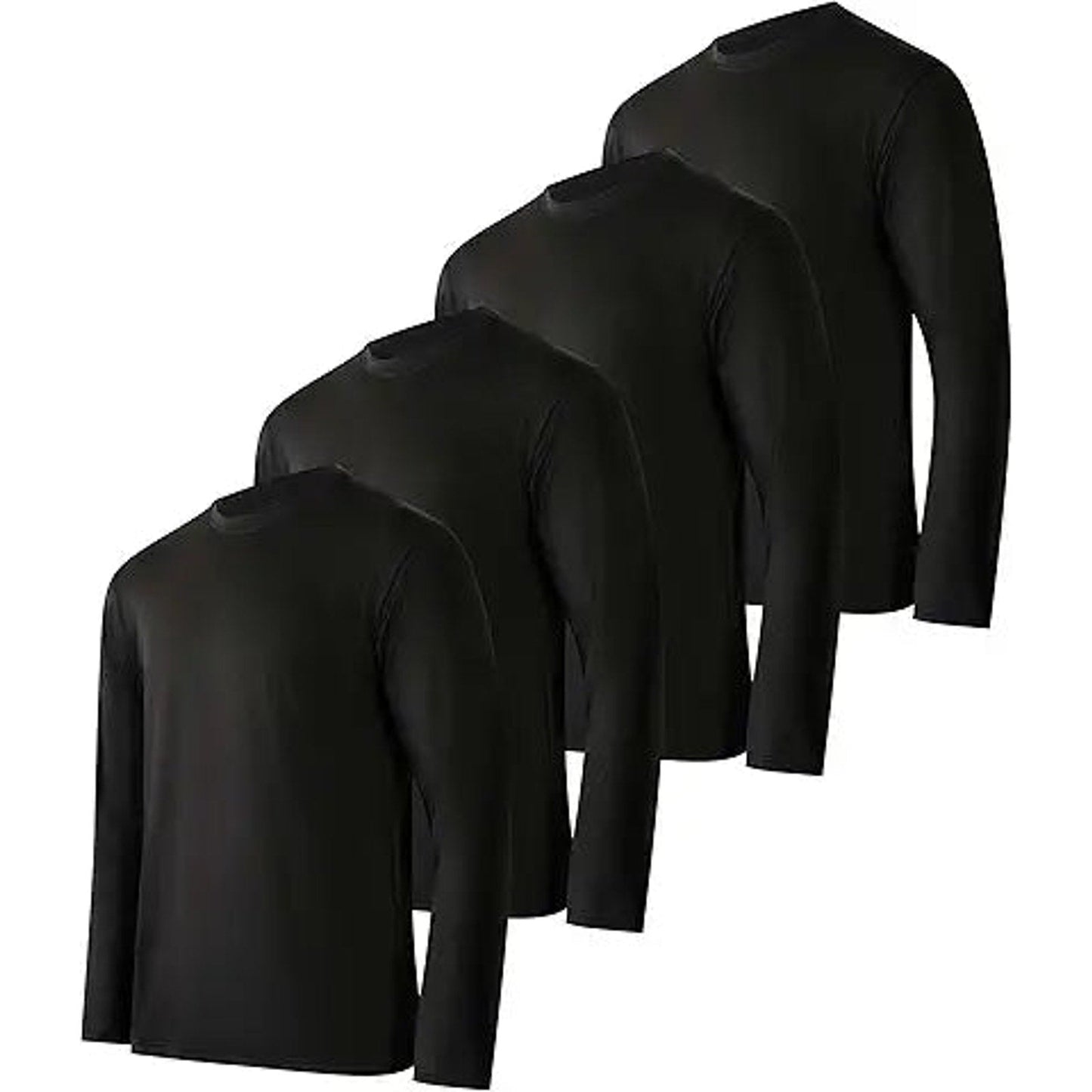 Real Essentials 4 Pack Mens Long Sleeve Shirts T-Shirt Fishing Athletic Workout Hiking UV