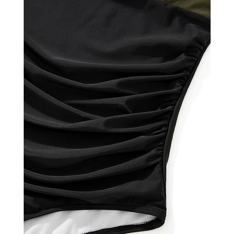 SUUKSESS Women Slimming Tummy Control One Piece Swimsuits Sexy Mesh High Neck
