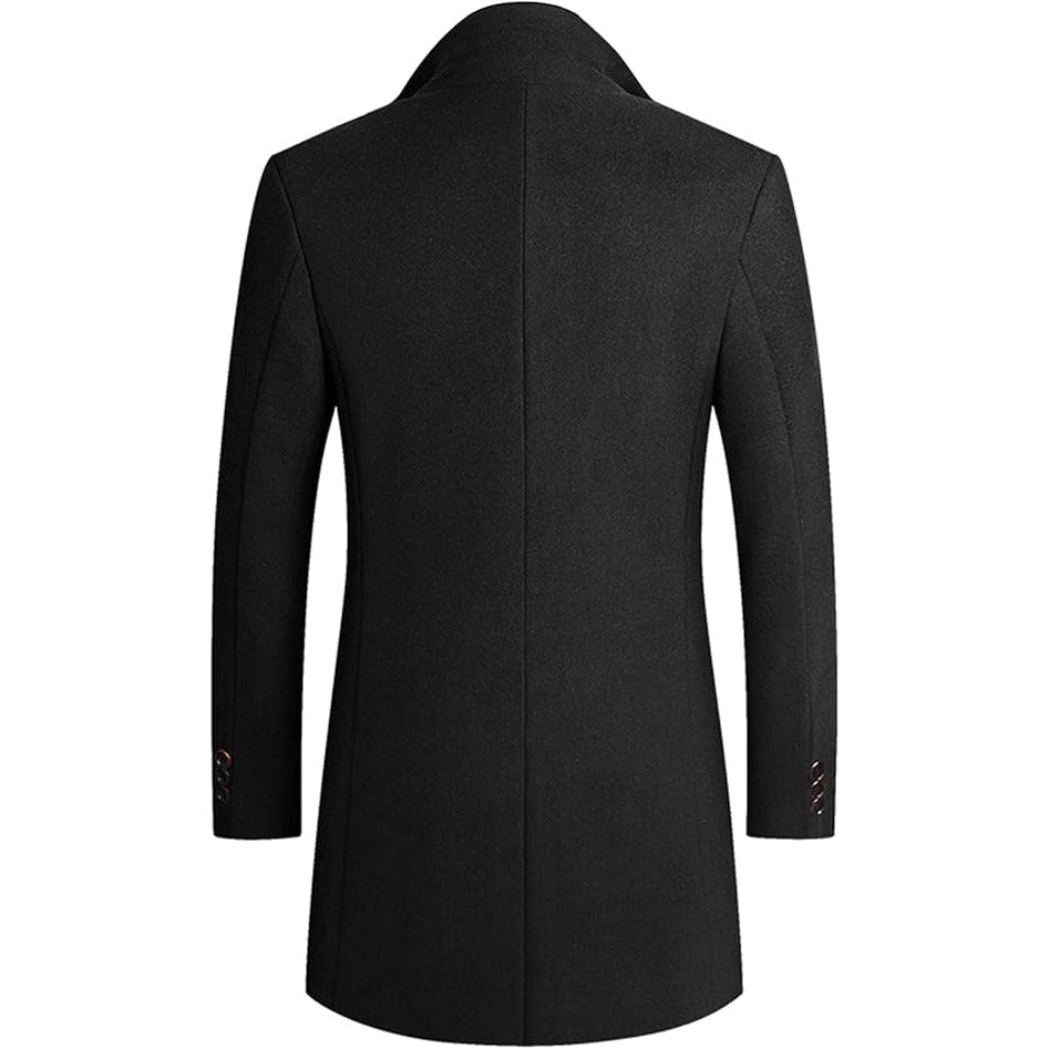 Lu's Chic Men's Single Breasted Trench Coat Warm Dress