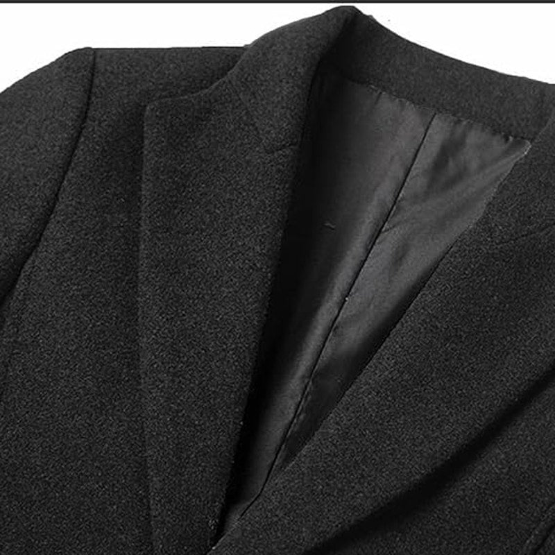 Lu's Chic Men's Single Breasted Trench Coat Warm Dress