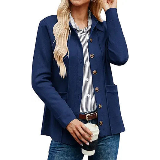 GRACE KARIN Women'S Open Front Sweater Blazer Collared Cardigan Sweater Long Sleeve Knitte