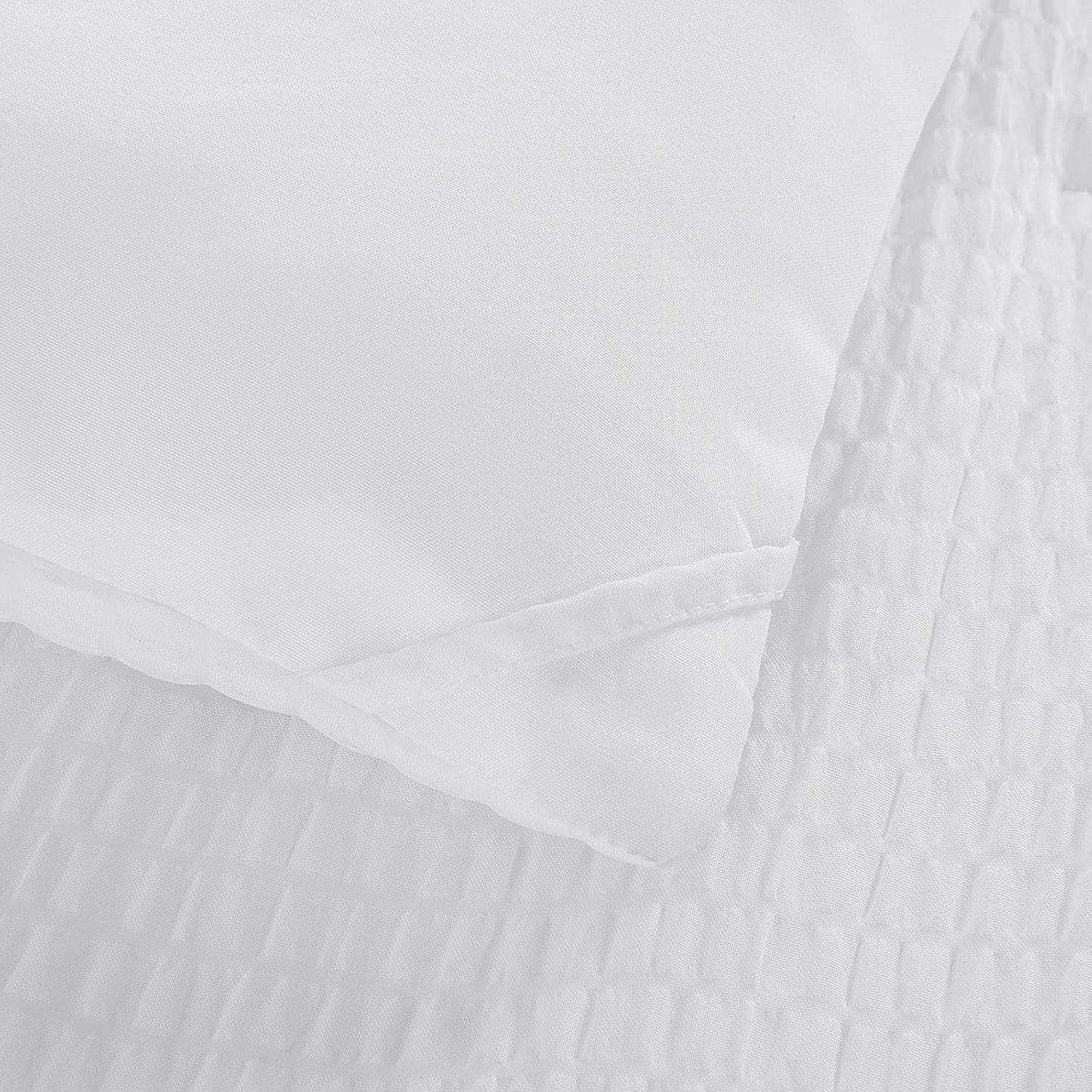 HOMBYS 3 Piece Seersucker Oversized King 120x120, Breathable White Soft Lightweight Bedding Comforter Sets with Comforter for All Season