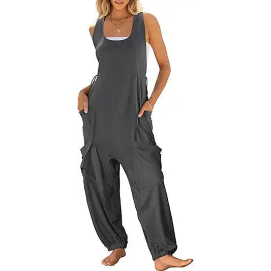 ANRABESS Women Overalls Jumpsuits Loose Casual Dressy Sleeveless Baggy Harem Pants Romper
