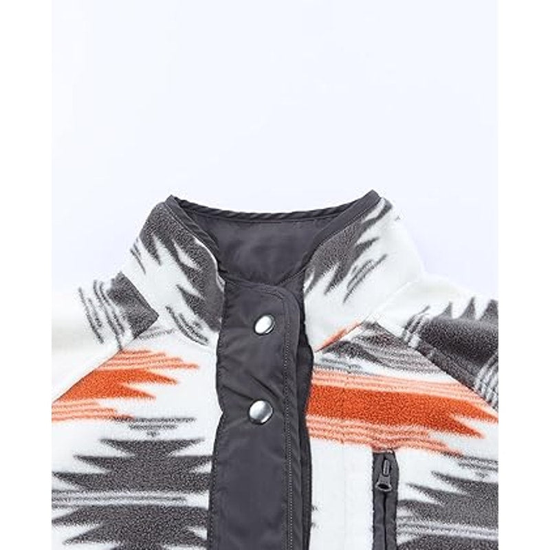 SELINK Womens Fleece Jacket Western Aztec Print Long Sleeve Snap Button Down Shacket Jacke