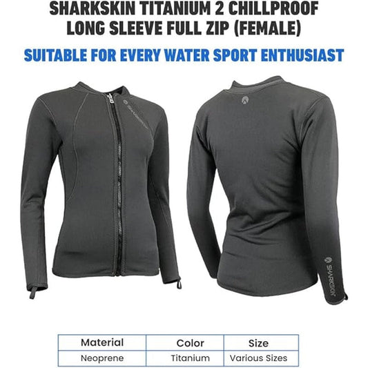 Sharkskin Titanium 2 Chillproof Long Sleeve Full Zip (Female), US2