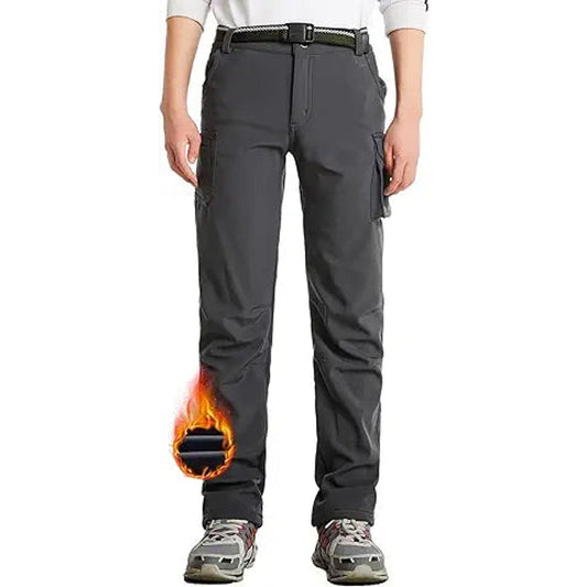 JOMLUN Kids Boy's Youth Fleece Lined Hiking Pants Outdoor Soft shell Snow Ski Waterproof W