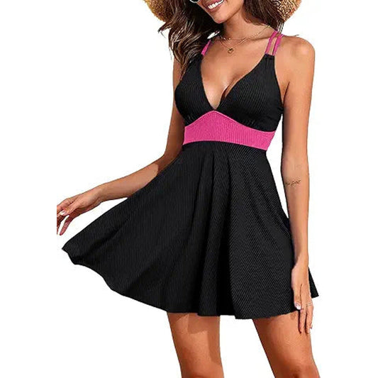 Aleumdr Swim Dress Bathing Suit for Women One Piece Tummy Control Skirted Modest Tankini S