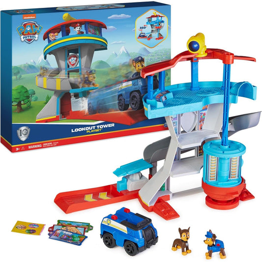 Paw Patrol Lookout Tower Playset with Toy Car Launcher.