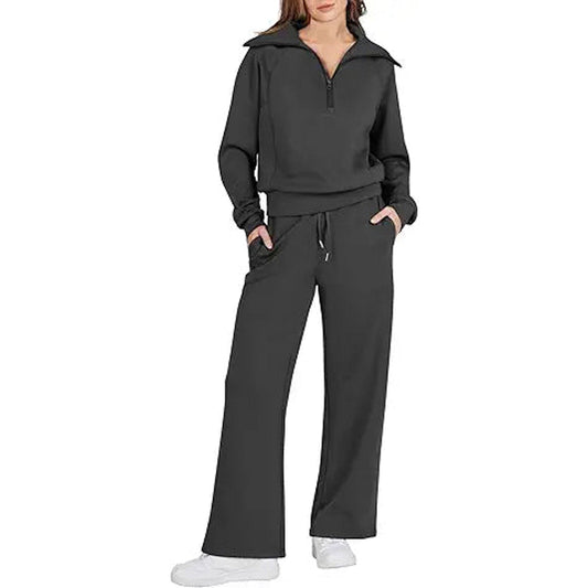 Prinbara Women 2 Piece Outfits Lounge Sets 2024 Winter Oversized Sweatshirt Wide Leg Pant