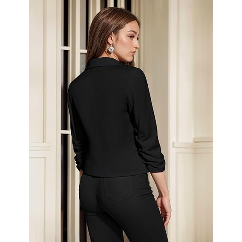 Hybrid & Company Womens  Casual Work Office Stretch Ponte Cardigan Blazer