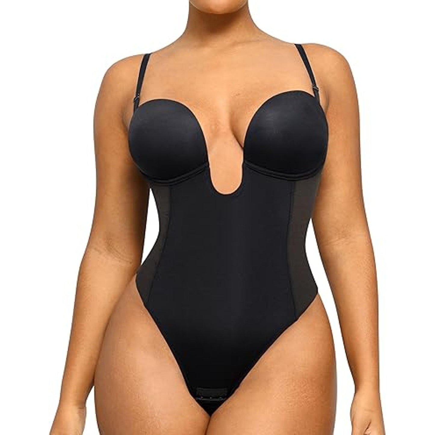SHAPELLX Strapless Shapewear Bodysuit Plus Body Shaper Tummy Control for Women Thong Tummy