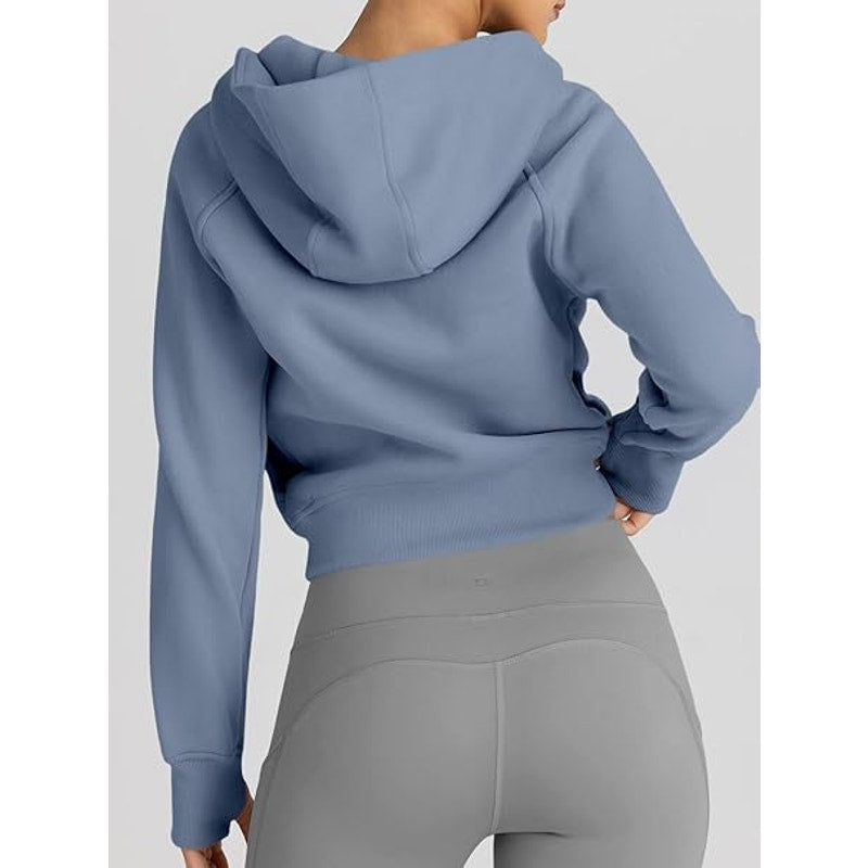 Trendy Queen Womens Zip Up Hoodies Jackets Cropped Sweatshirts Fleece Fall Outfits Casual
