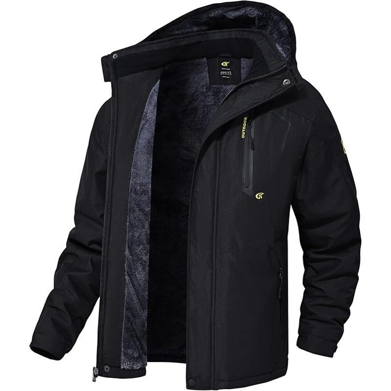QPNGRP Mens Waterproof Ski Snowboarding Jacket Winter Windproof Snow Coat Black 3X-Large