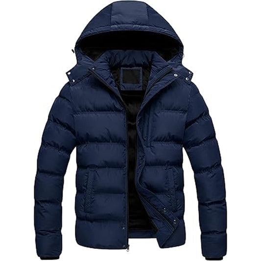CREATMO US Men's Quilted Jacket Spring Fall Stand Collar Warm Overcoat