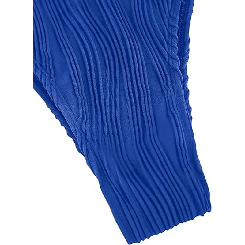 ZAFUL Women Plunging One Piece Swimsuit Backless Cross Tie High Cut Thong One-Piece Bathin