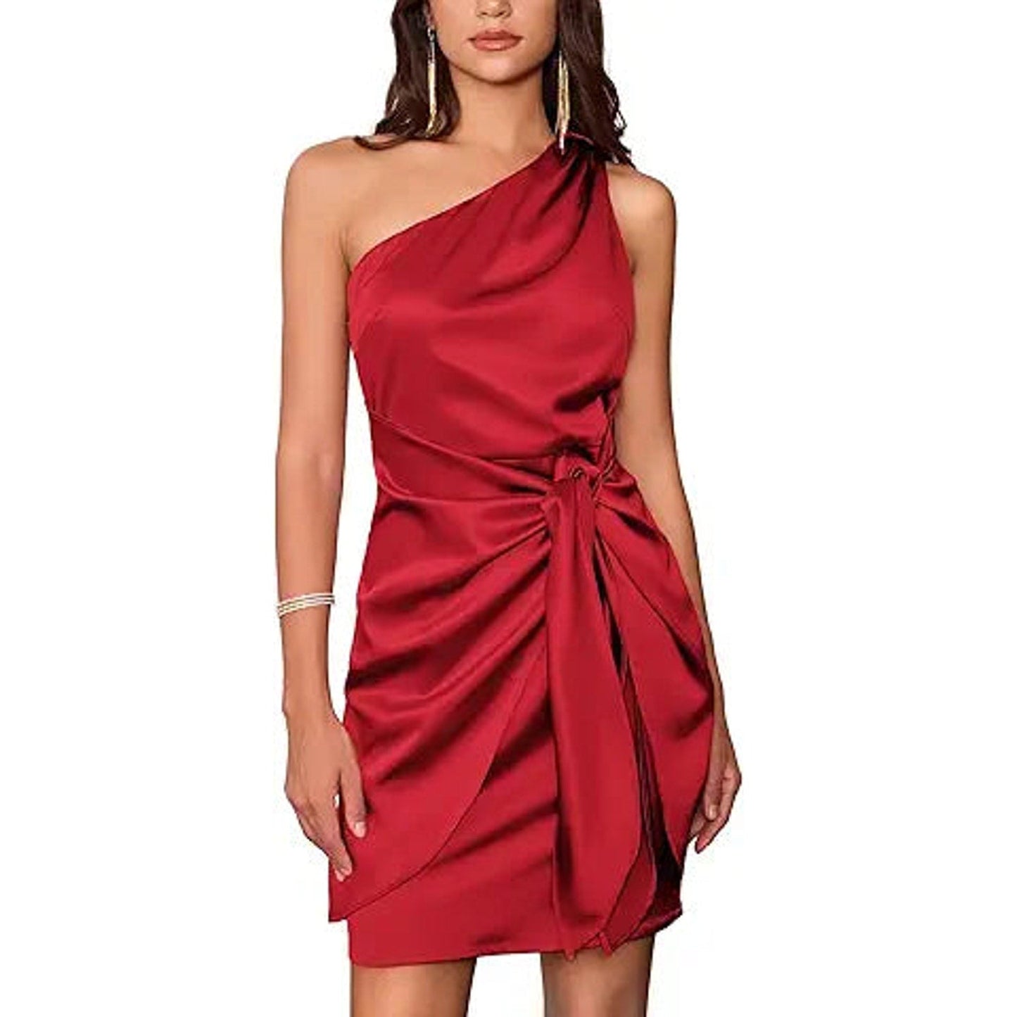 GRACE KARIN Women Satin Dress Cocktail One Shoulder