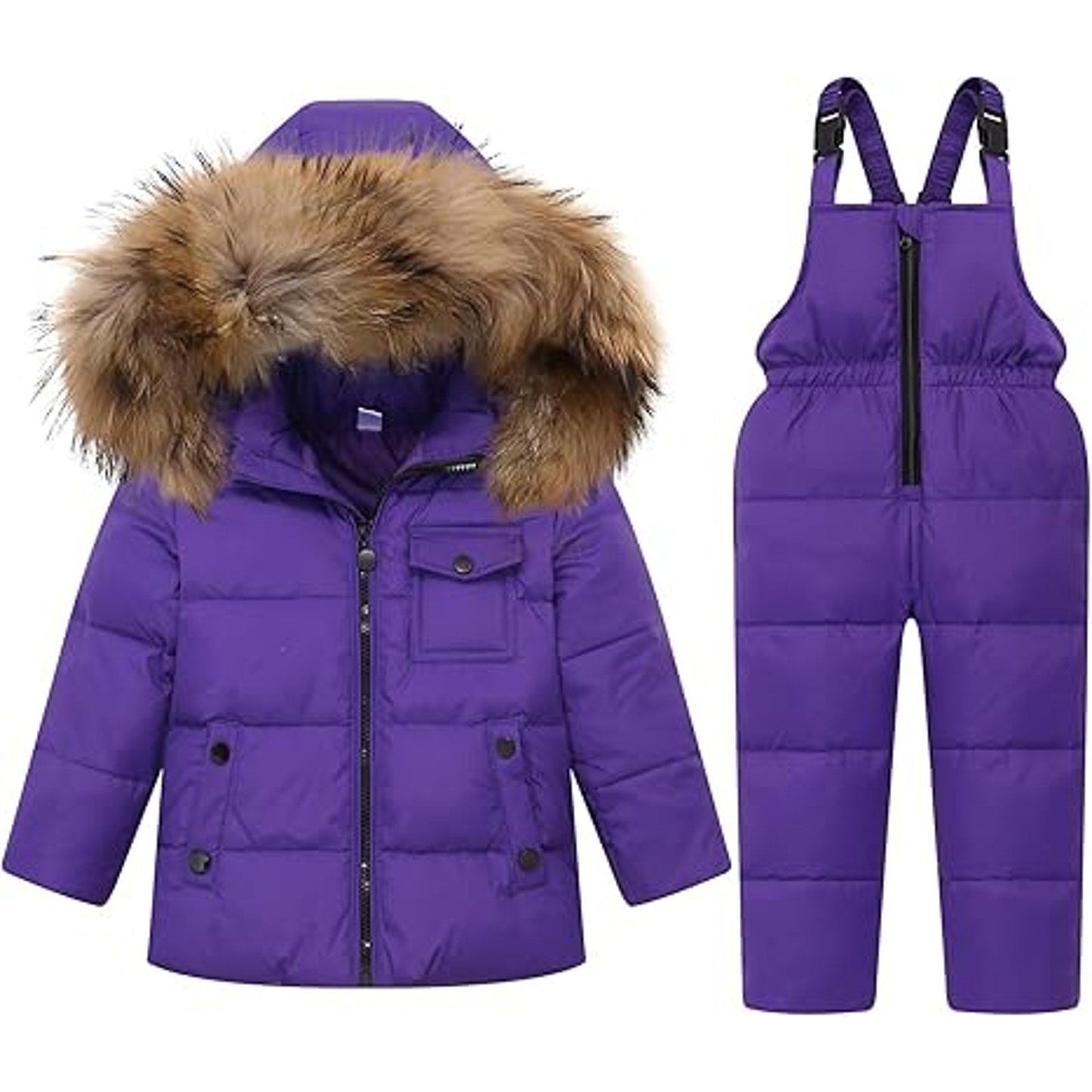JiAmy Kids Winter Puffer Jacket and Snow Pants 2-Piece Snowsuit Ultralight Skisuit Set Pur