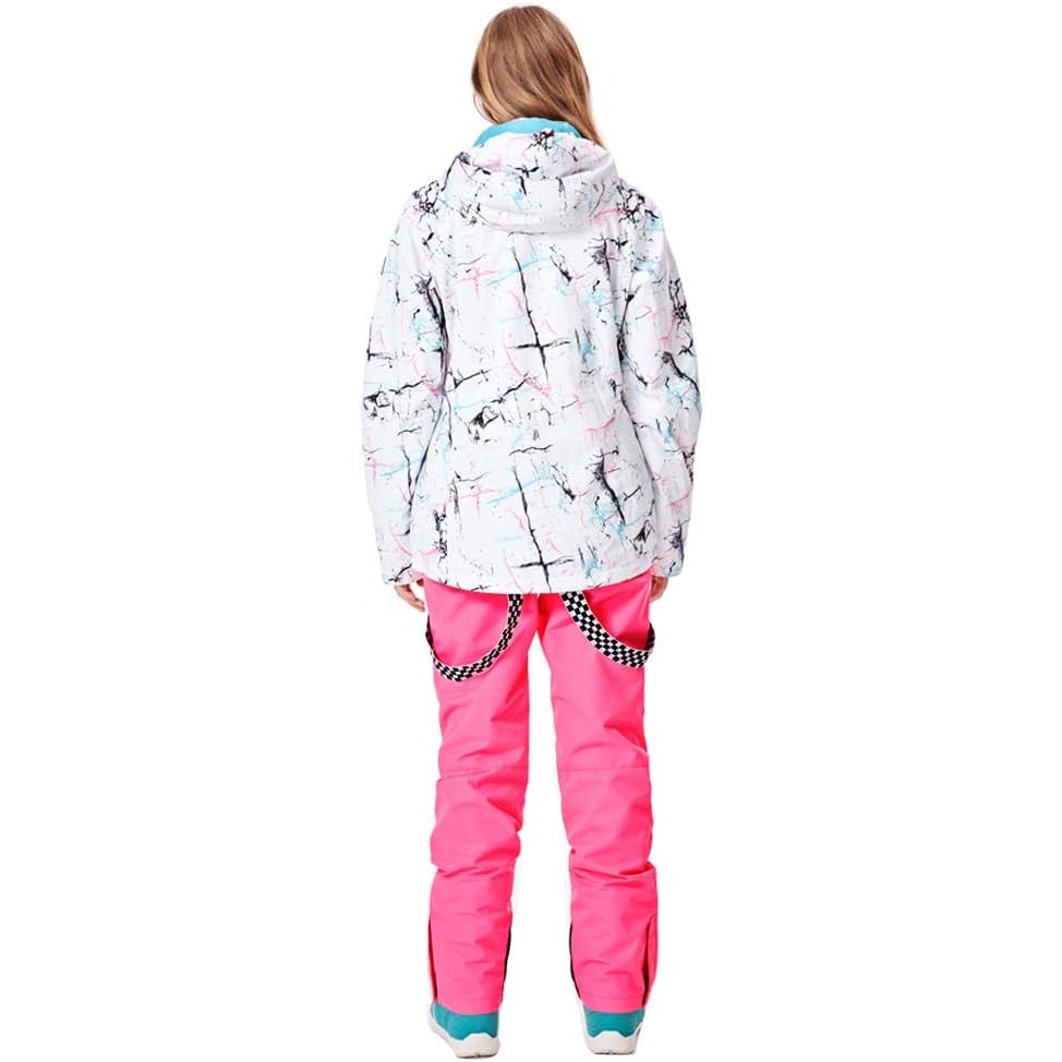 Women's Ski Jackets and Pants Set Windproof Waterproof Insulated Snowsuit