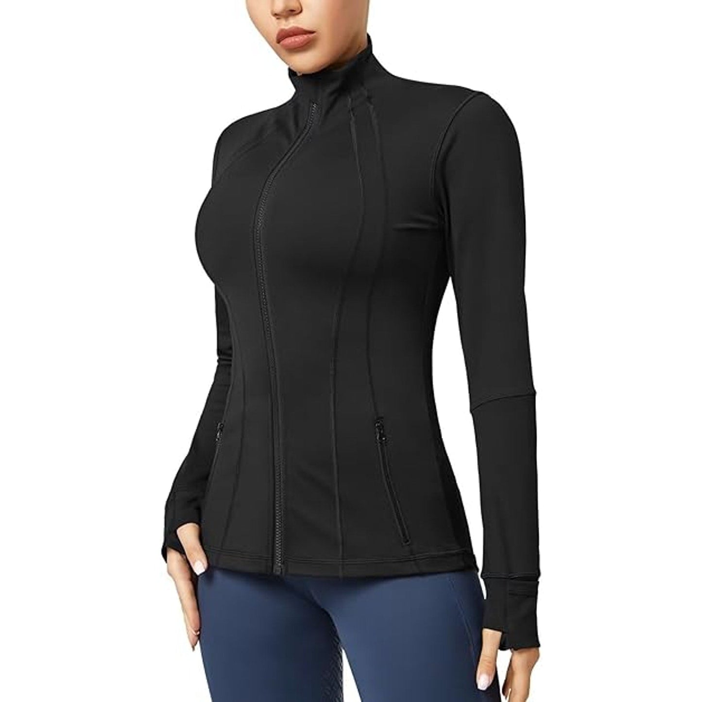 QUEENIEKE Women Athletic Jackets Cottony-Soft Full Zip Slim Fit Workout Running Jacket wit