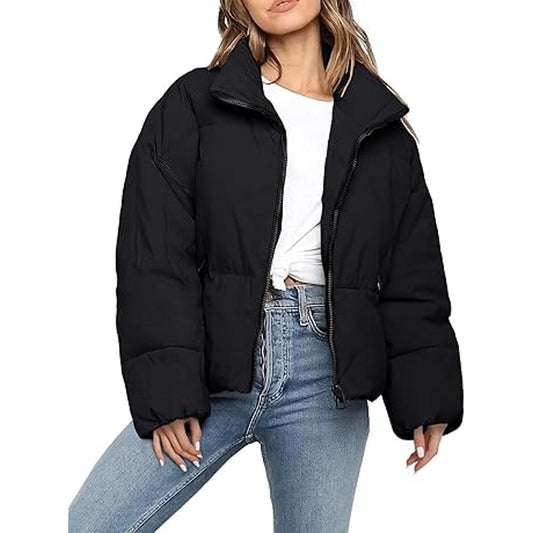 Polu Women's Puffer Jackets Oversized Long Sleeve Winter Zipper Coat Warm Quilted Jackets