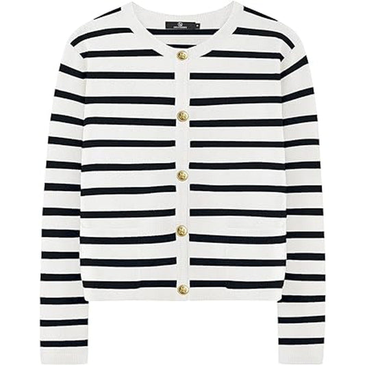 LILLUSORY Women's Striped Cardigan Sweaters Fall Outfits Clothes Fashion Trendy Long Sleev