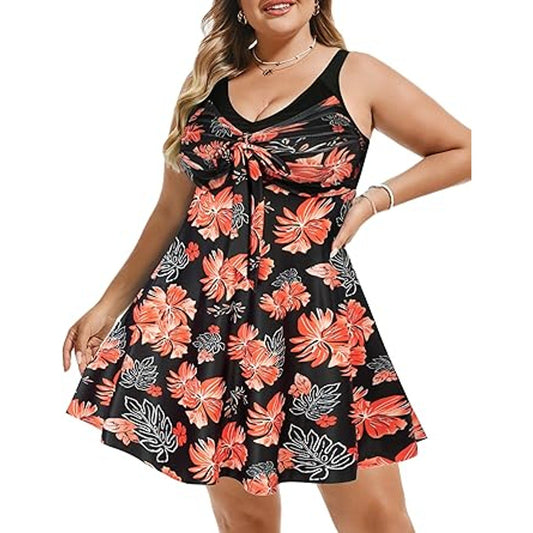 Hanna Nikole Plus Size Tankini Women 2 Pieces Swimsuits with Shorts Flowy Bathing Suits Or